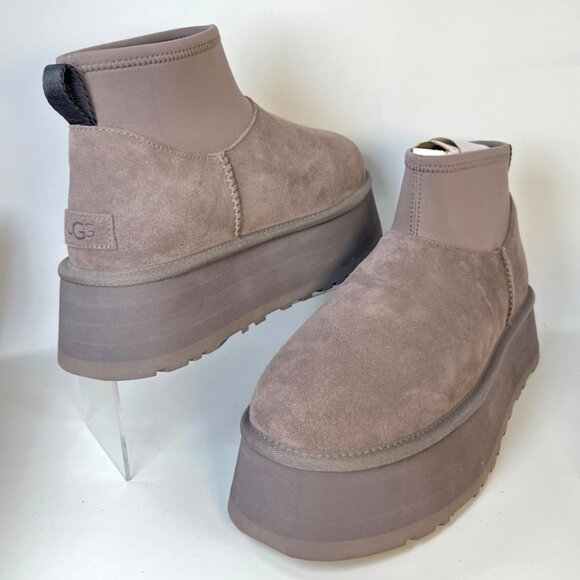 UGG Classic Mini Dipper Platform Boots Suede Thundercloud Women Size US10 UK8 - Picture 3 of 11